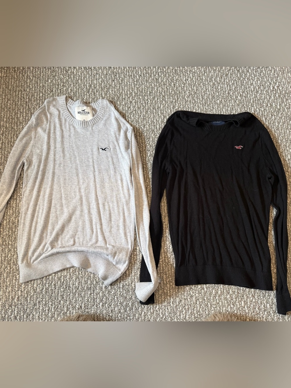 Hollister Gray Ribbed Crewneck Sweater